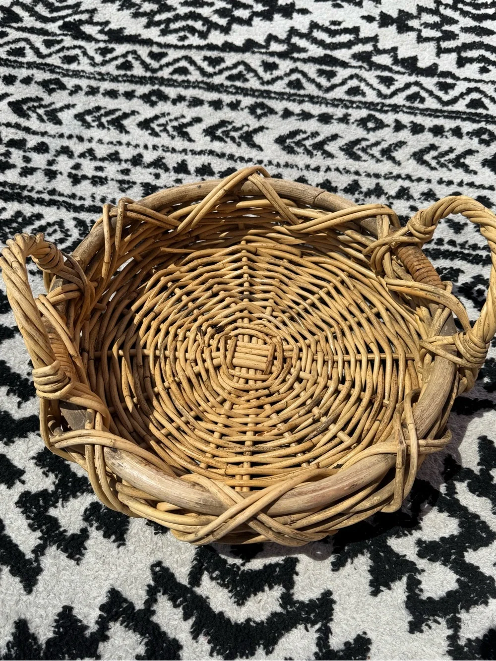 Handwoven Natural Rattan Basket - Tan